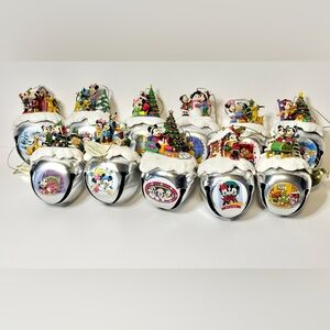 Ashton Drake Mickey Mouse Disney Sleigh Bells Christmas Ornaments Lot Of 11